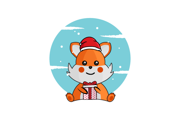 Charming Illustration Fox Wearing Christmas Hat for Graphics