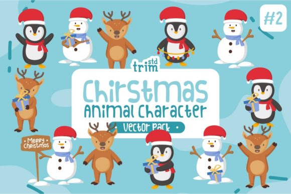 Christmas Animal Character Pack: Festive Graphics for Illustrations