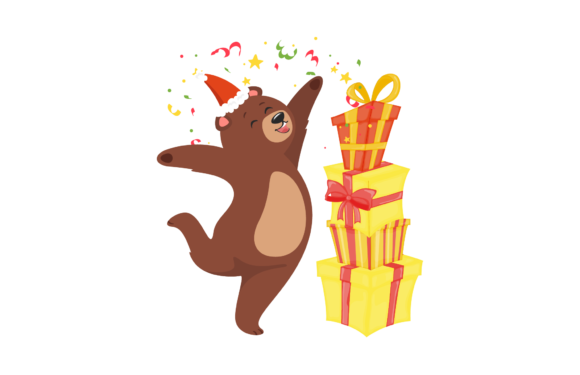 Christmas Bear Illustration: A Charming Graphics Asset