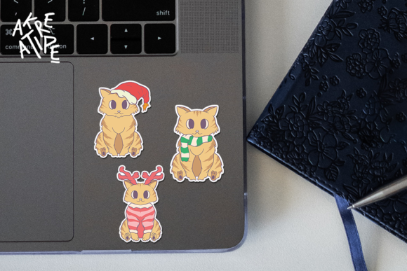 Christmas Cats Printable Stickers Bundle: A Graphics Review