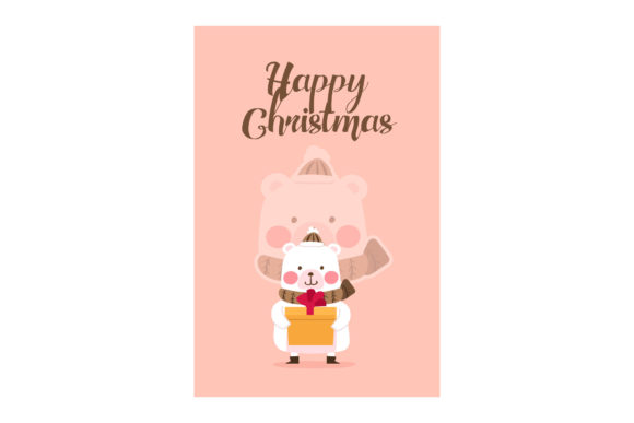 Christmas Greeting Card Cute Bear Design: A Festive Graphic for Local Brands