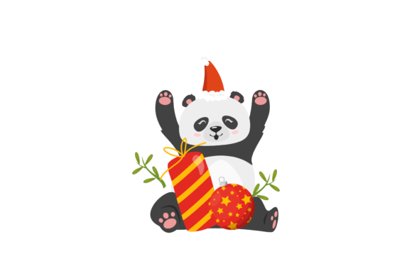 Christmas Illustration Happy Panda: A Cute Graphics Asset