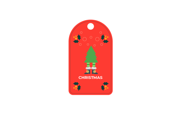 Christmas Label Tag Tree Long Legs Gnome: Festive Graphics for Local Brands