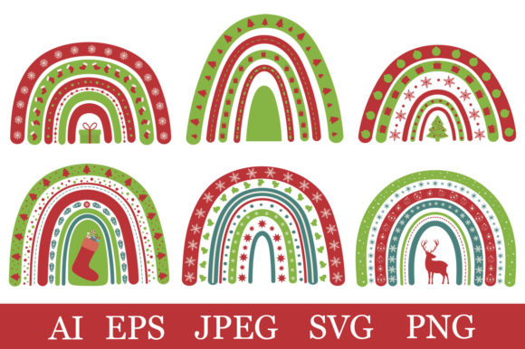 Christmas Rainbow. Rainbow Sublimation Graphics for Illustrations