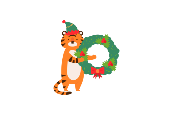 Christmas Tiger Animal Decoration: A Versatile Graphic
