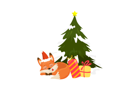 Christmas Tree Fox Illustration: A Versatile Graphic