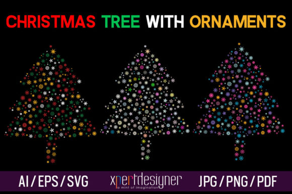 Christmas Tree with Ornaments Vol - 03: A Festive Graphics Asset