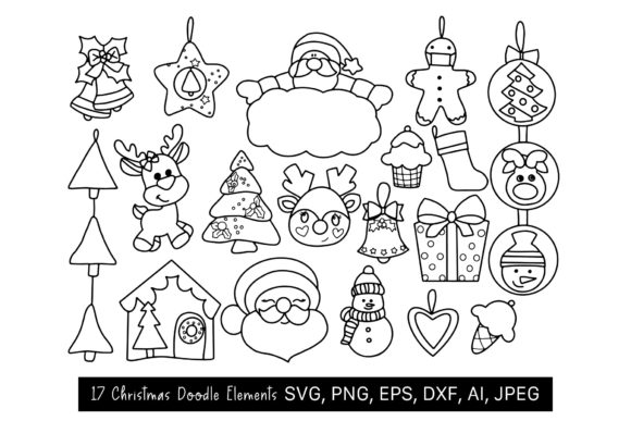 Review: 17 Christmas Doodle Elements, SVG