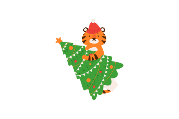 Tiger Tree Christmas Decoration Svg: A Festive Embroidery Gem
