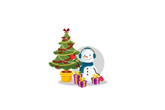 Tree, Snowman, and Gift Christmas Vector: A Versatile Graphic for Holiday Designs